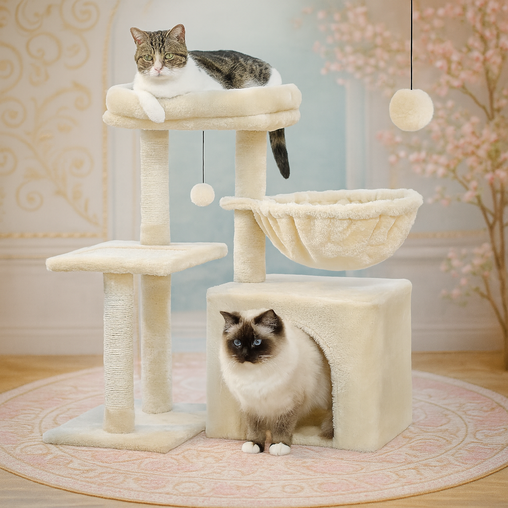 Arbre pour chat | gris avec hamac