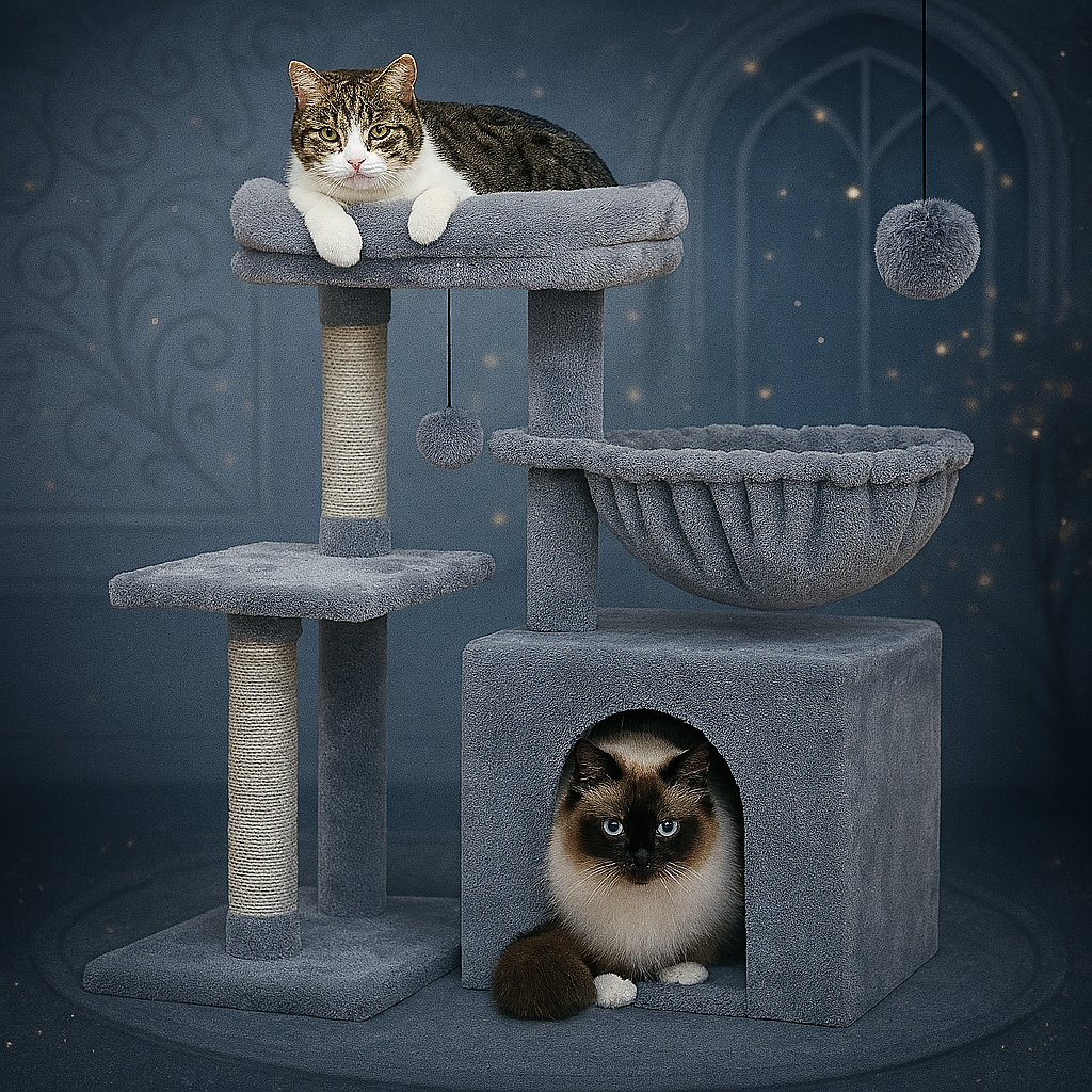 Arbre pour chat | gris avec hamac