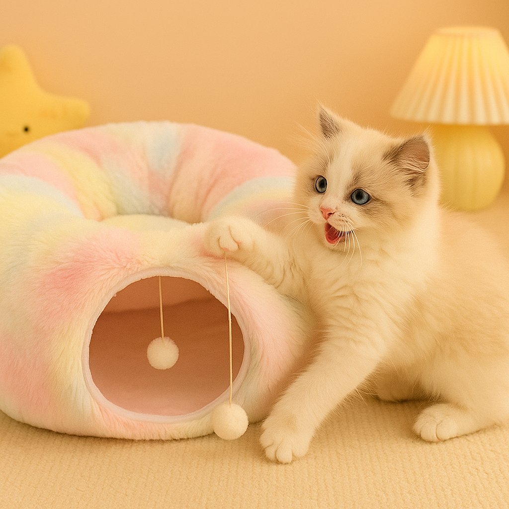 Niche pour chat | Tunnel douce et pastel