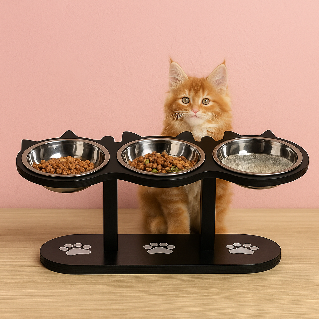 Gamelle pour chat | surélevée triple