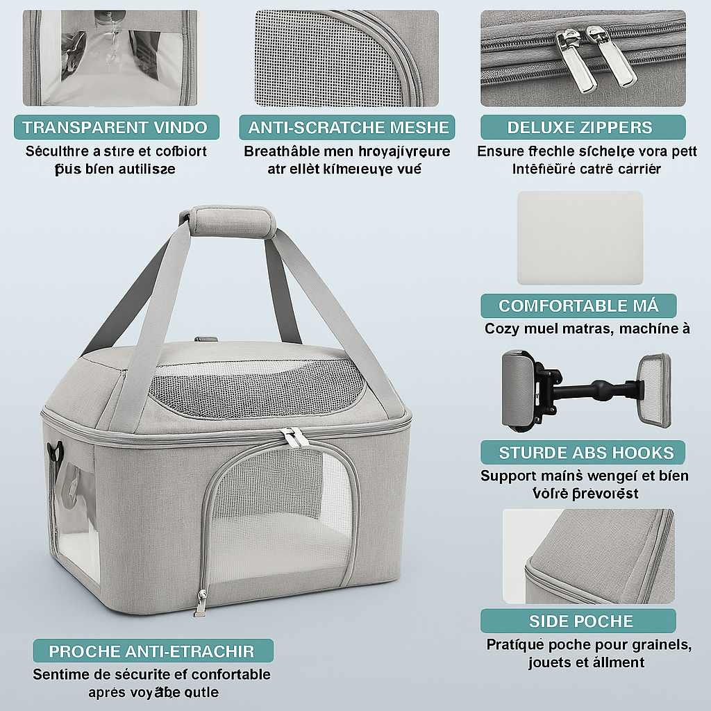 Sac de transport pour chat cabas — respirant, stable et confortable
