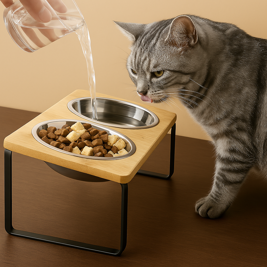 gamelle pour chat surélevée en inox – Confort et élégance