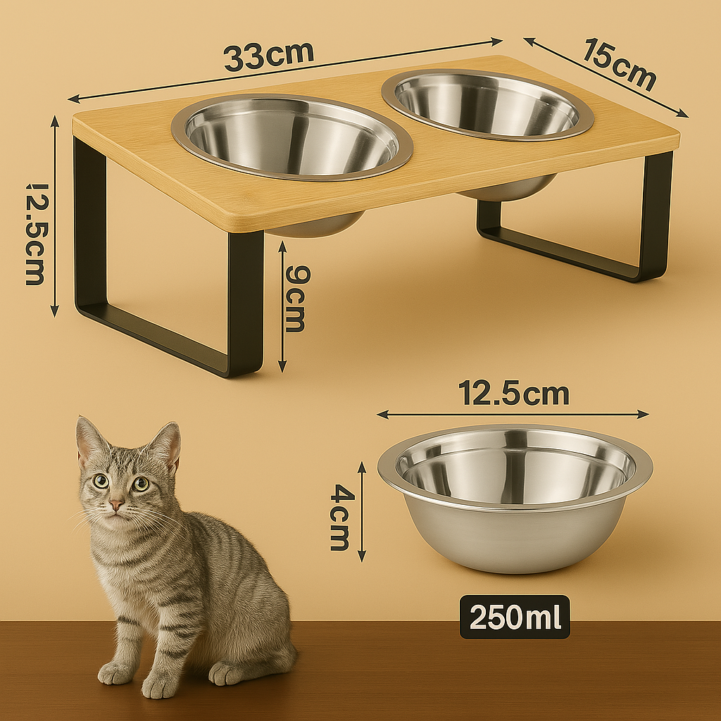gamelle pour chat surélevée en inox – Confort et élégance