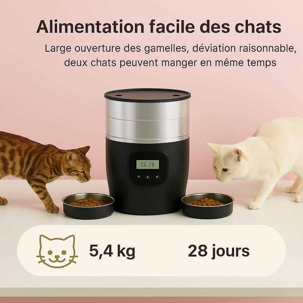 Distributeur a croquettes pour chat | tranquillité assurée