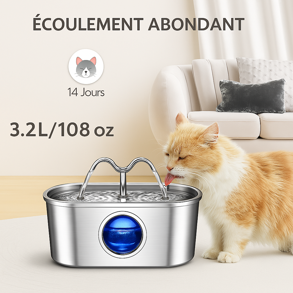 Fontaine Ă eau pour chat | En inox LED