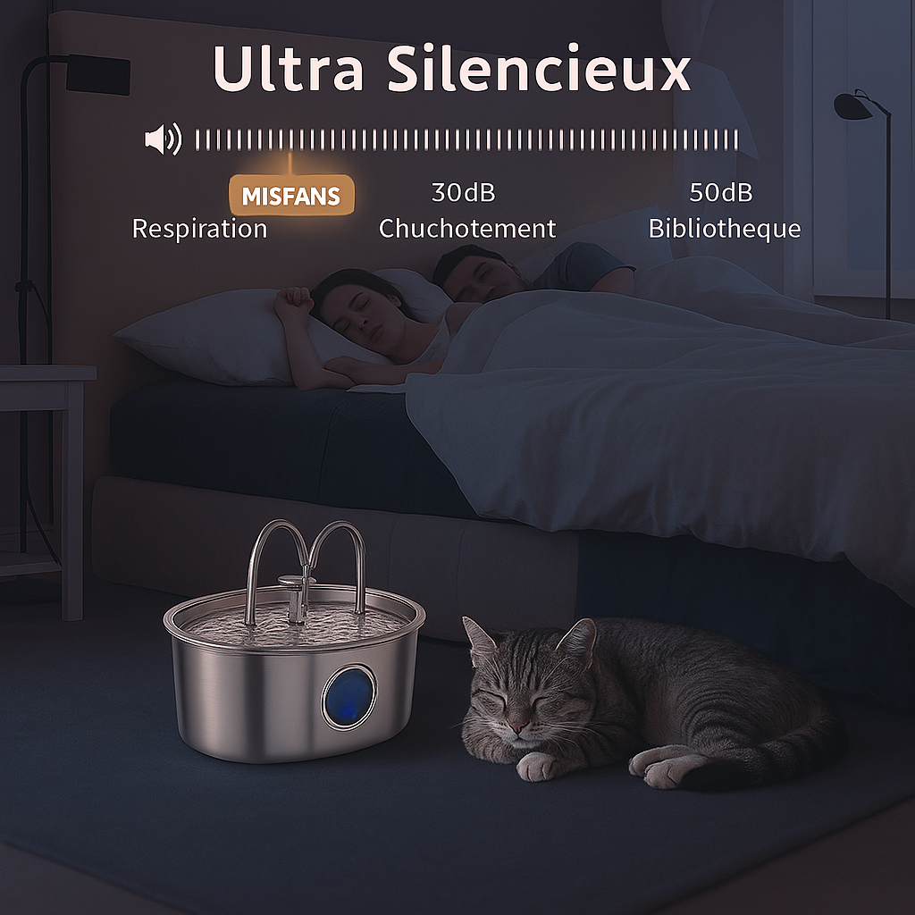 Fontaine Ă eau pour chat | En inox LED