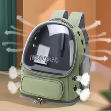 Sac à dos de transport pour chat — dôme transparent, ventilé et anti-griffure
