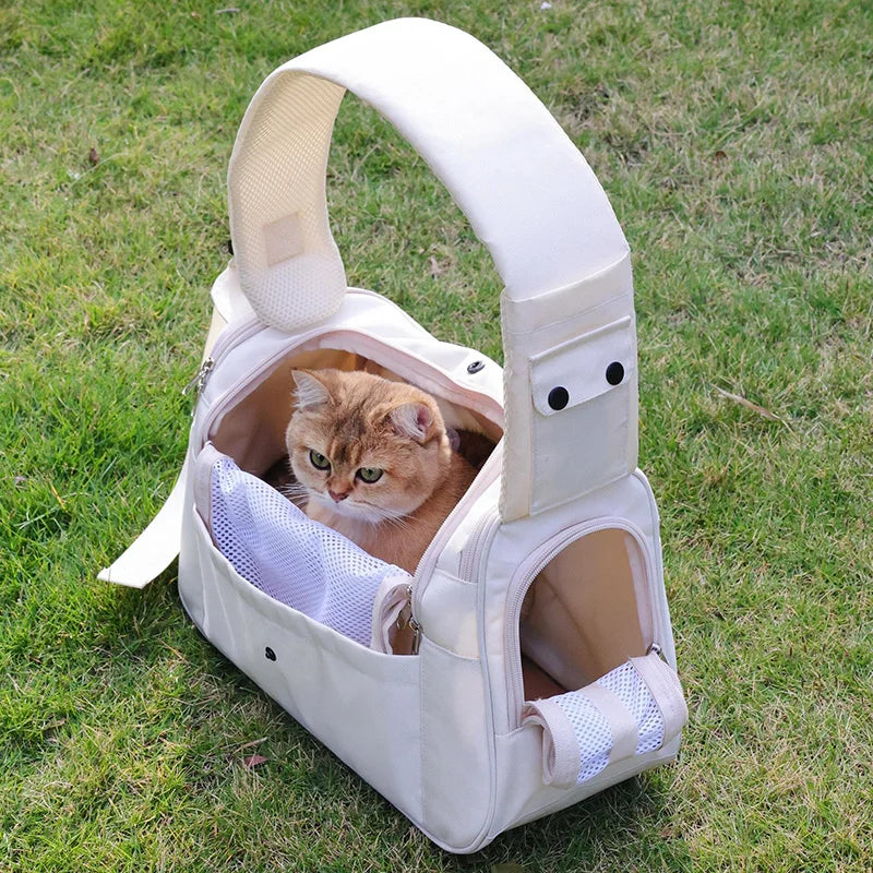 Sac de transport pour chat bandoulière — compact, respirant et chic en ville
