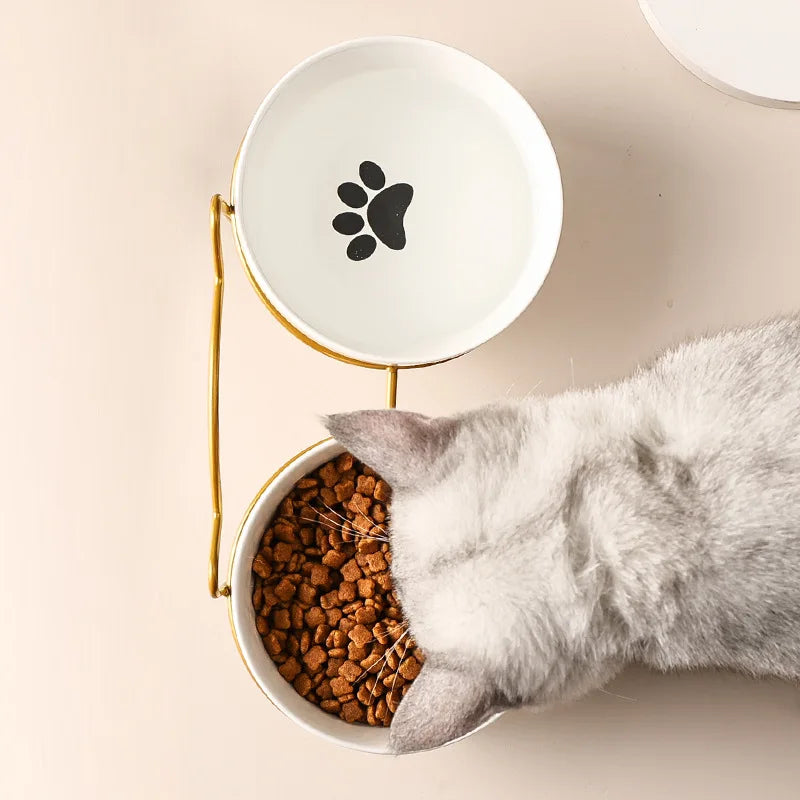 Double gamelle pour chat en céramique | Élégance