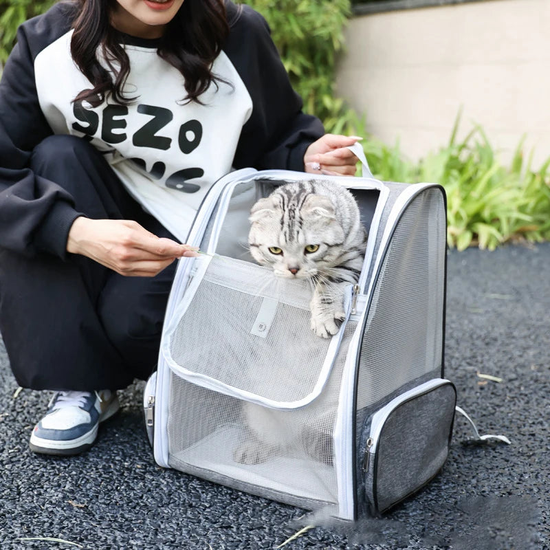 Sac à dos de transport pour chat — mesh panoramique ultra-ventilé