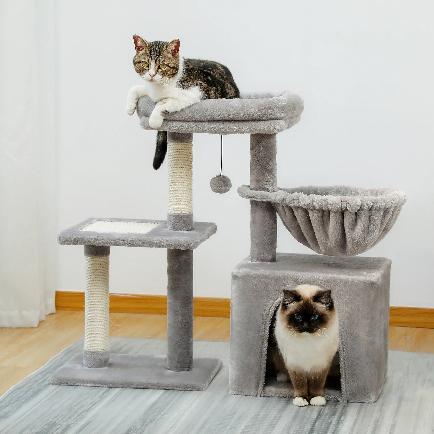Arbre pour chat | gris avec hamac