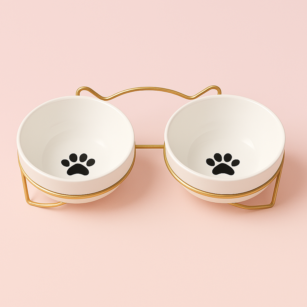 Double gamelle pour chat en céramique | Élégance