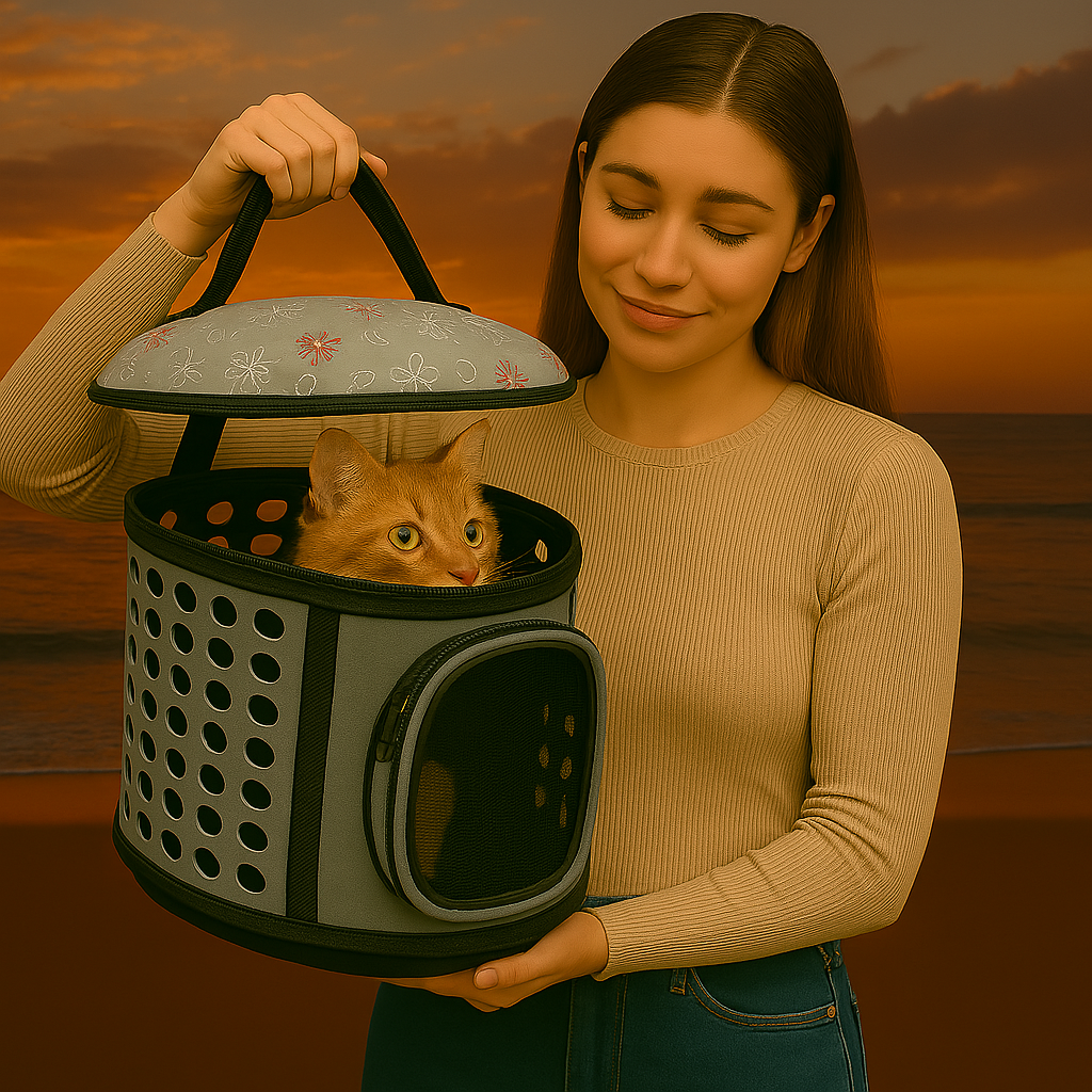 Sac de transport pour chat |cylindrique ventilation 360°