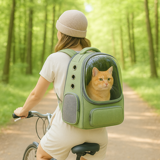 Sac à dos de transport pour chat — dôme transparent, ventilé et anti-griffure