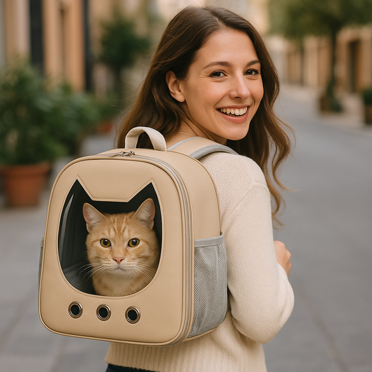 Sac à dos de transport pour chat — fenêtre panoramique, confort et ventilation
