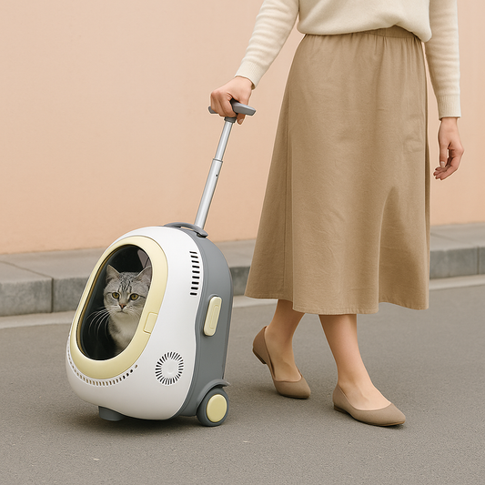 Sac de transport pour chat à roulettes — cabine ventilée, poignée télescopique