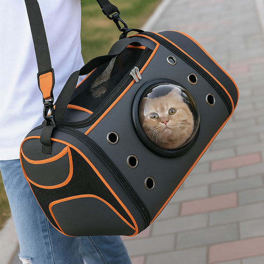 Sac de transport pour chat à main — fenêtre bulle et aération généreuse