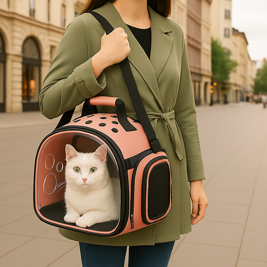Sac de transport pour chat transparent — vue panoramique, aéré et rassurant
