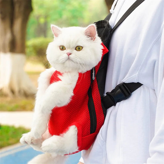 Sac de transport pour chat frontal — douceur près du cœur, mains libres garanties