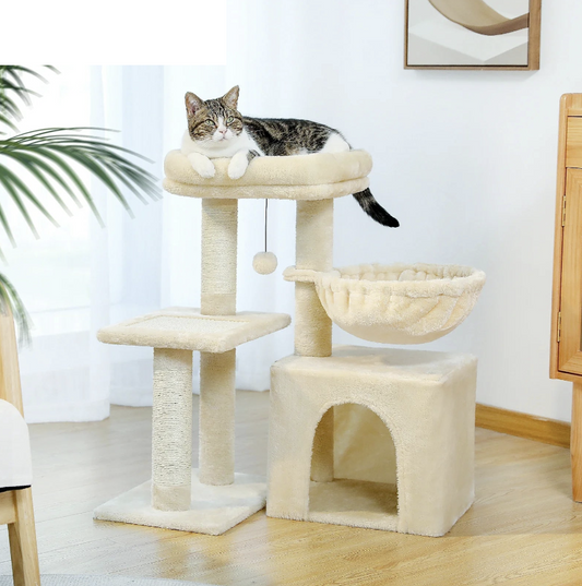 Arbre pour chat  | gris avec hamac