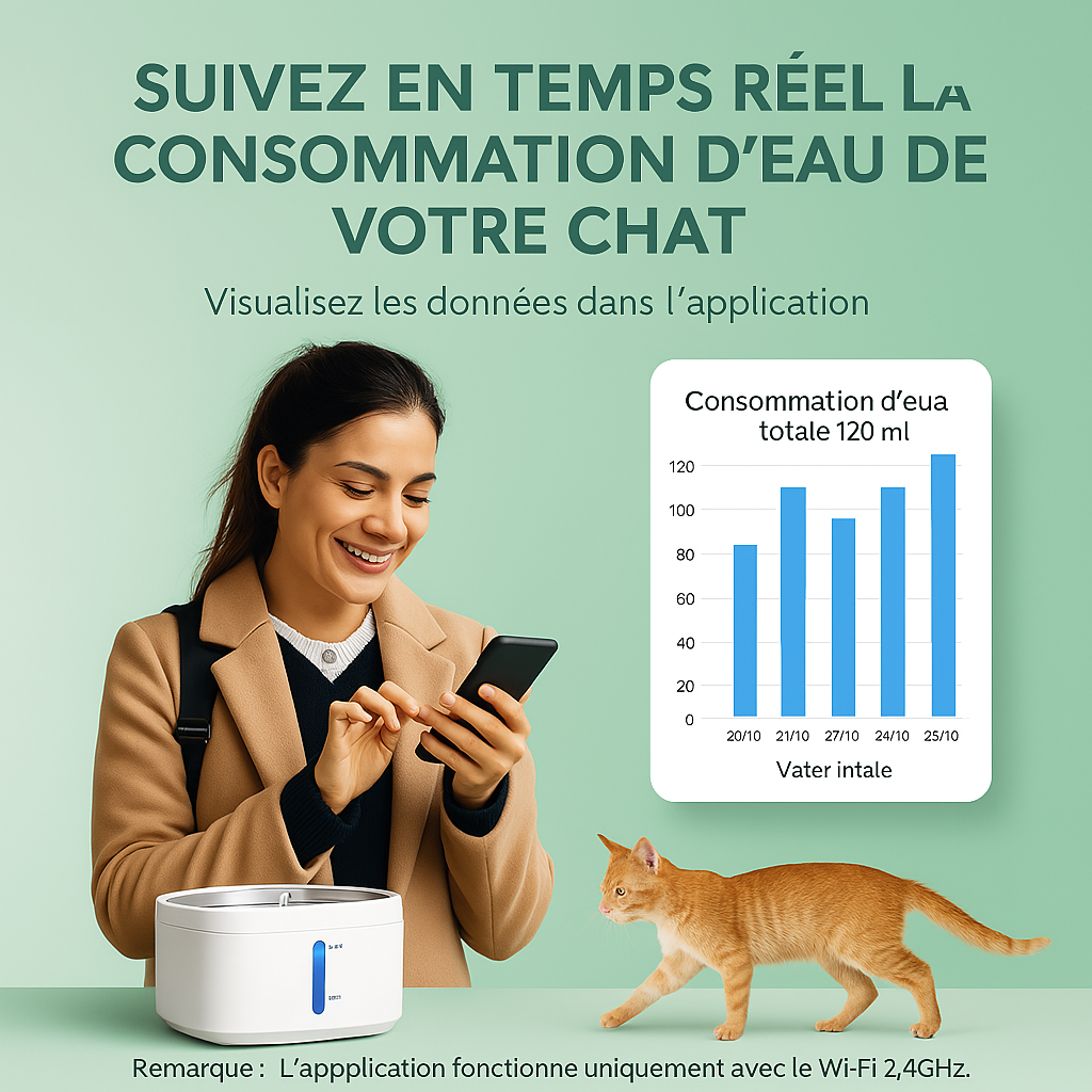 Fontaine à eau pour chat | connectée