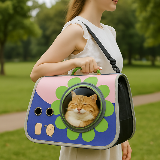 Sac de transport pour chat pliable — fenêtre bulle, aération et rangement facile